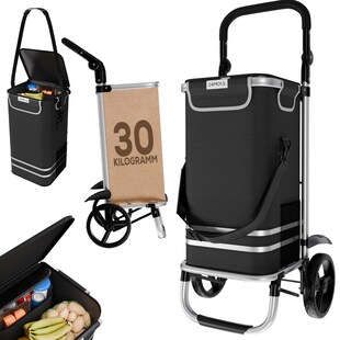 24MOVE® Einkaufstrolley VEHLO 3in1 Trolley faltbarer Einkaufswagen mit Kühlfach, schwarz 