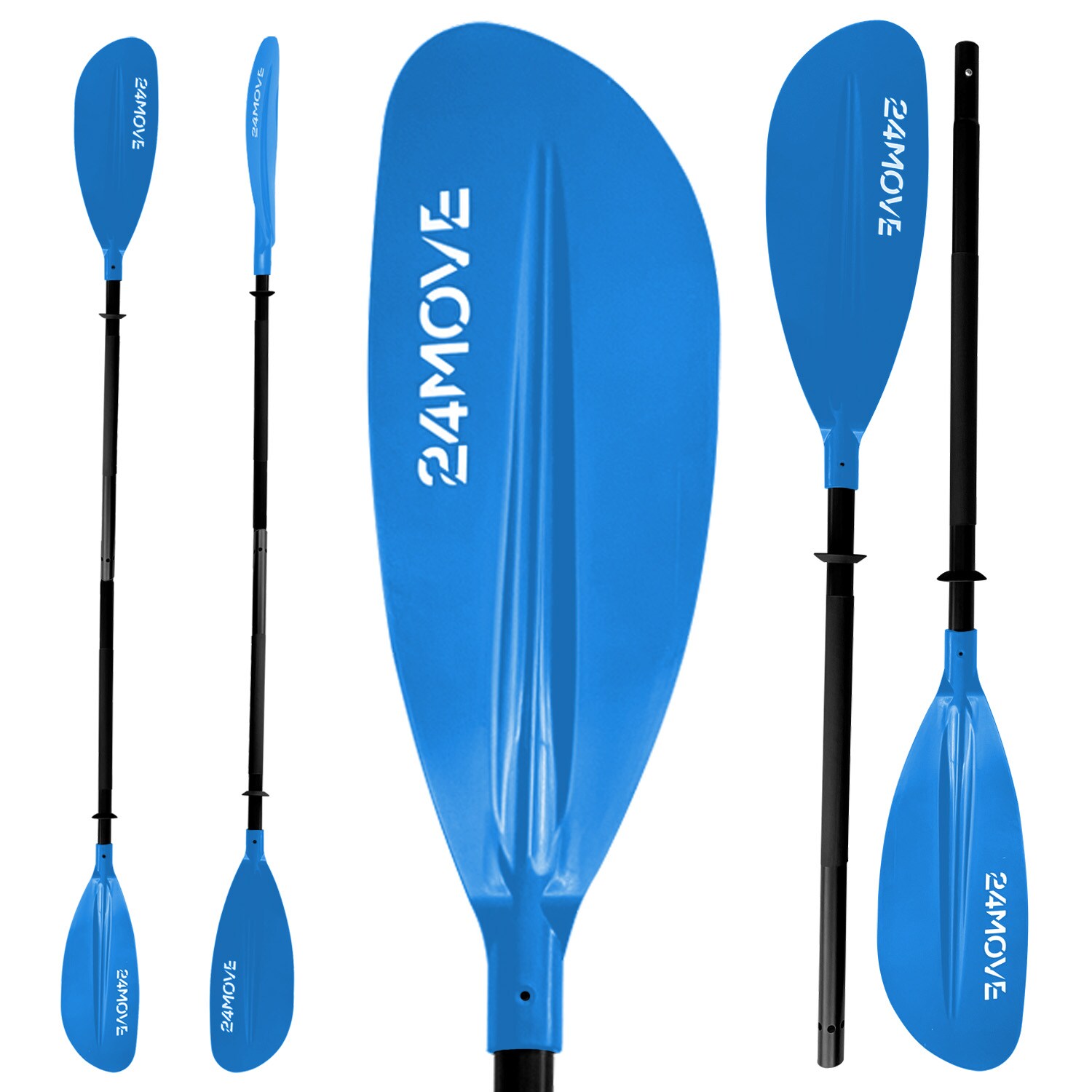24MOVE&reg; Doppelpaddel LAGO Aluminium Paddel, Stand-Up Paddling, Paddel f&uuml;r Kajak, 220 cm, verstellbar 