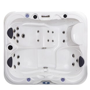 Tronitechnik® Outdoor Whirlpool NISIDA mit Thermoabdeckung 3 Plätze, 21 Düsen, 3-PS-Pumpe, LED-Beleuchtung, Farblichttherapie, Heizung, Wasserfall, vormontiert 