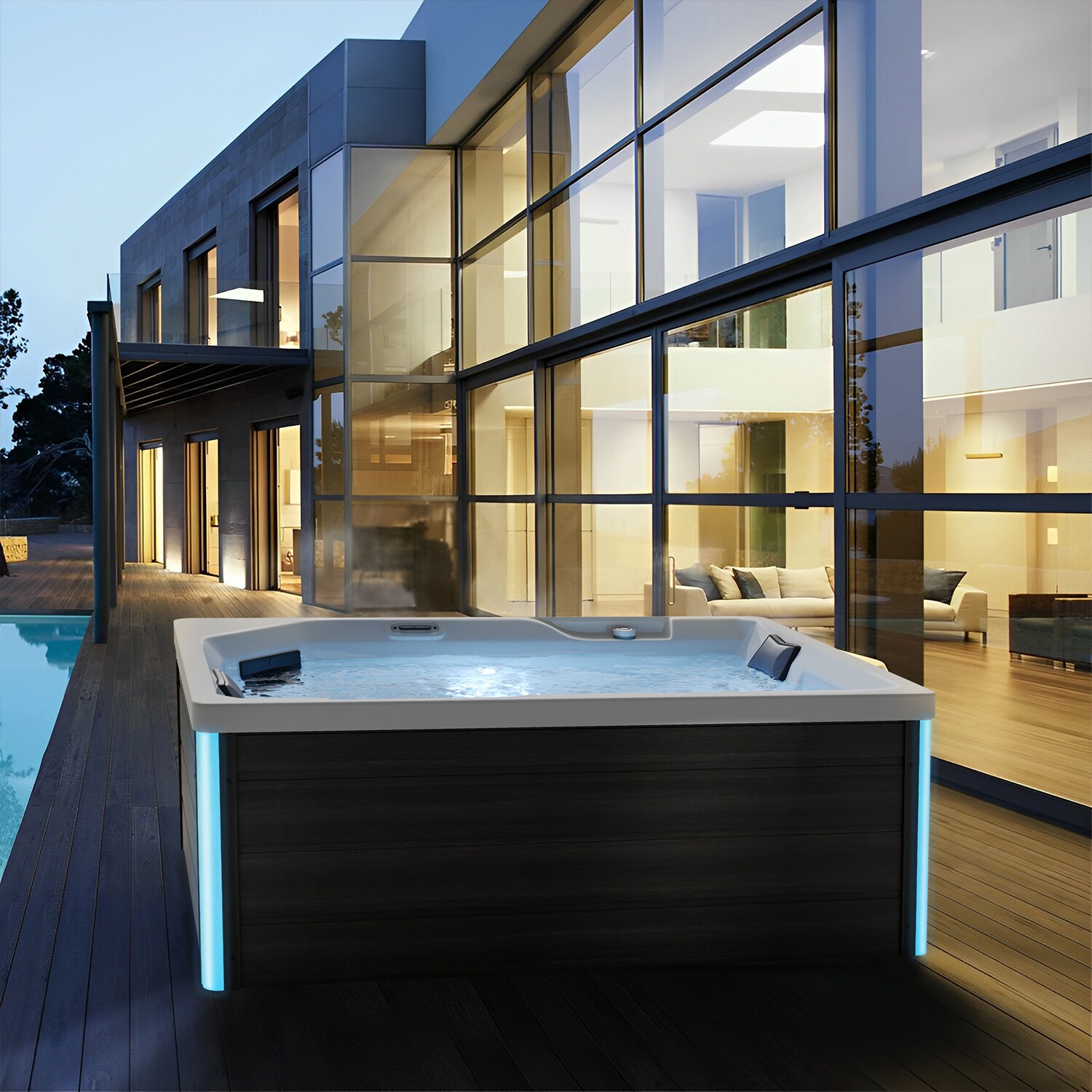 TroniTechnik&reg; Outdoor Whirlpool Spa GALERA 190cm x 130cm mit Heizung, Hydromassage, Farblicht 