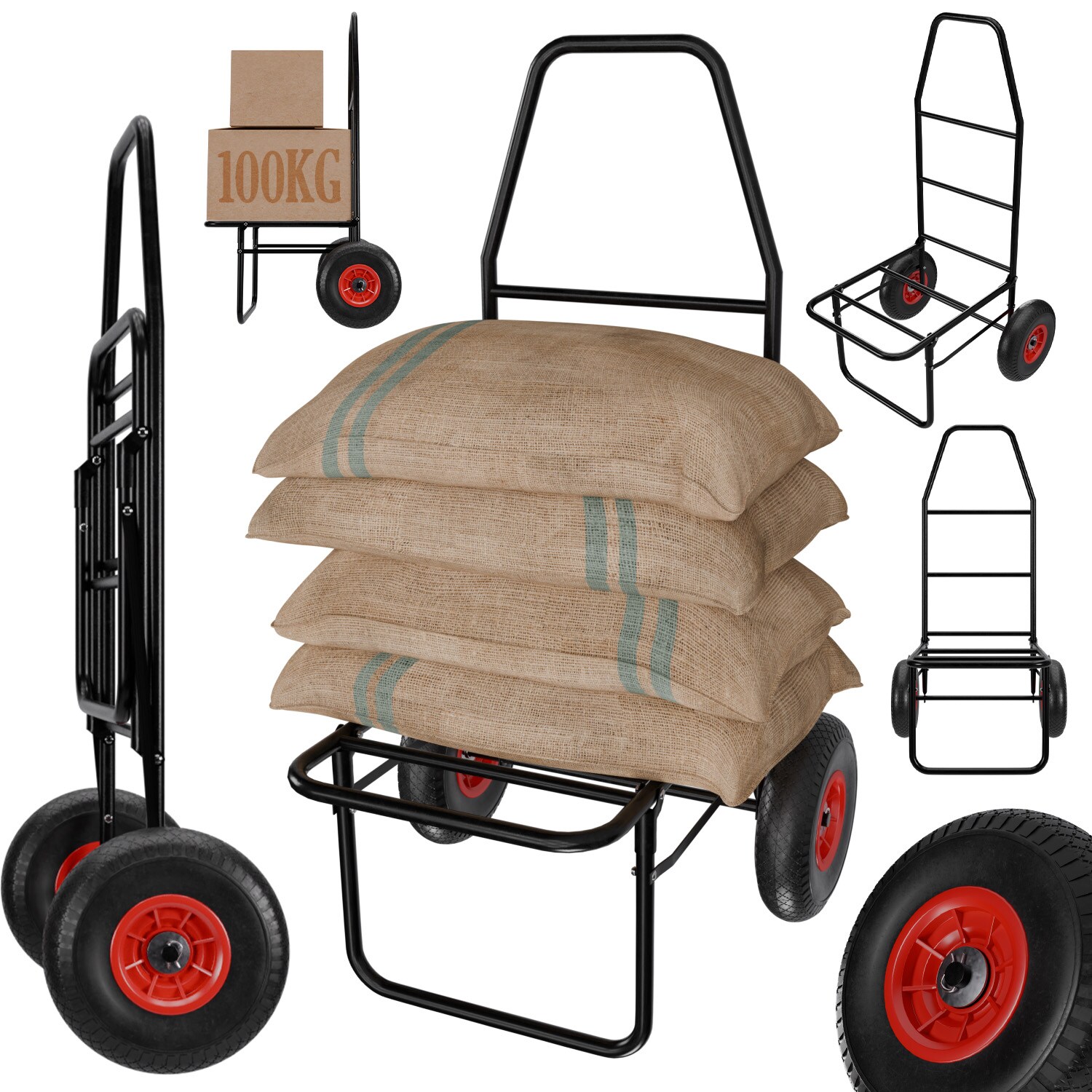 TroniTechnik® Anglerkarre Sackkarre klappbar, Transportkarre bis , Klappwagen - Luftreifen