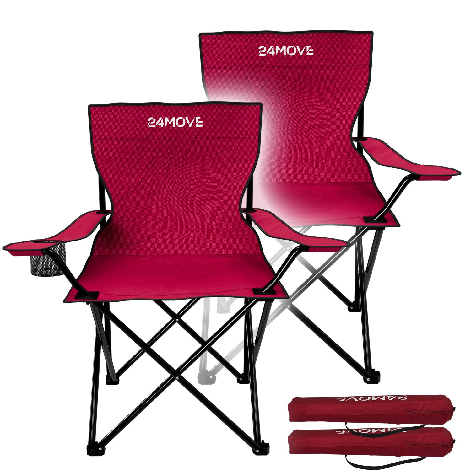® Campingstuhl Faltstuhl, 2er Set, schwarz, mit Getränkehalter und Tragetasche Outdoor, faltbar max. , Angerstuhl, Klappstuhl
