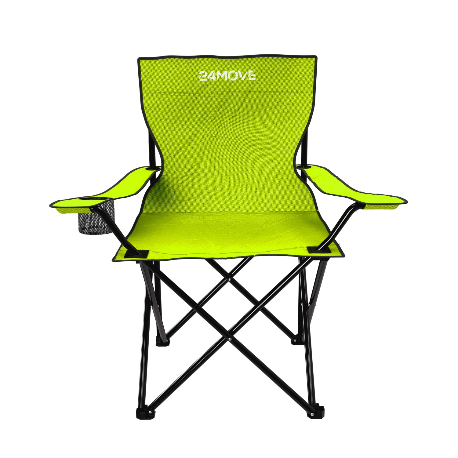 24MOVE&reg; Campingstuhl Faltstuhl, hellgr&uuml;n, mit Getr&auml;nkehalter und Tragetasche Outdoor, faltbar max. 100kg, Angerstuhl, Klappstuhl 