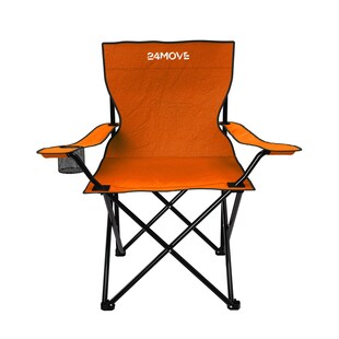 24MOVE® Faltstuhl orange Campingstuhl Anglerstuhl mit Getränkehalter - Anglersessel klappbar - Klappstuhl Gartenstuhl Faltstuhl Relaxsessel Campingsessel faltbar, Polyester, für draußen oder drinnen 