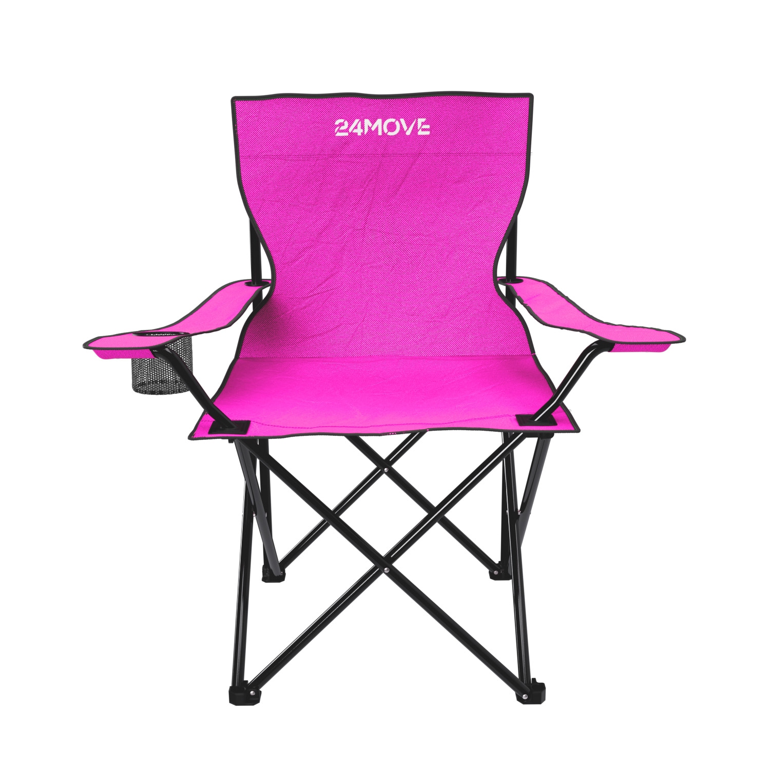 24MOVE&reg; Faltstuhl pink Campingstuhl Anglerstuhl mit Getr&auml;nkehalter - Anglersessel klappbar - Klappstuhl Gartenstuhl Faltstuhl Relaxsessel Campingsessel faltbar, Polyester, f&uuml;r drau&szlig;en oder drinnen 