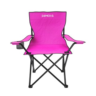 24MOVE® Faltstuhl pink Campingstuhl Anglerstuhl mit Getränkehalter - Anglersessel klappbar - Klappstuhl Gartenstuhl Faltstuhl Relaxsessel Campingsessel faltbar, Polyester, für draußen oder drinnen 