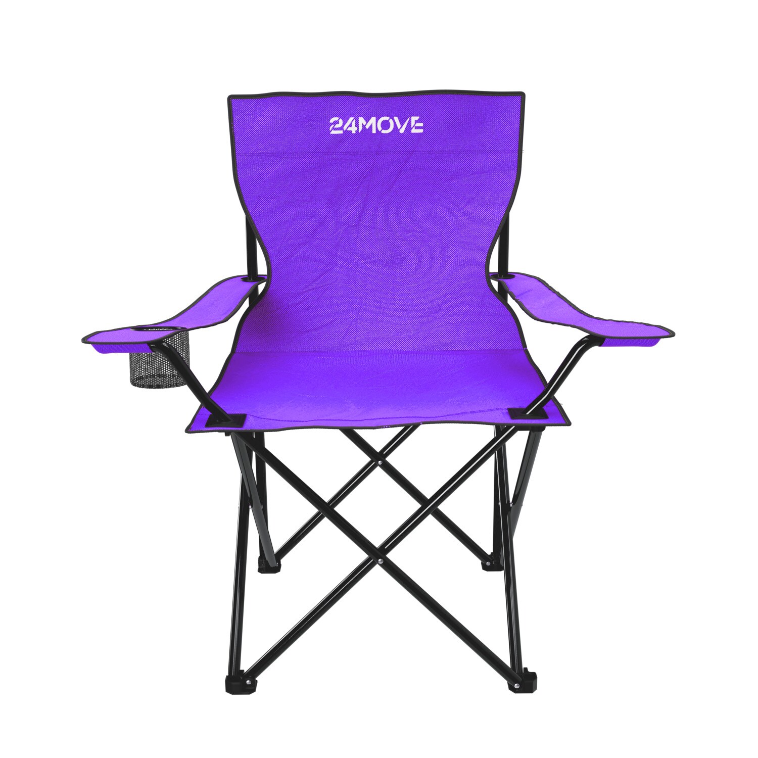 24MOVE&reg; Faltstuhl lila Campingstuhl Anglerstuhl mit Getr&auml;nkehalter - Anglersessel klappbar - Klappstuhl Gartenstuhl Faltstuhl Relaxsessel Campingsessel faltbar, Polyester, f&uuml;r drau&szlig;en oder drinnen 