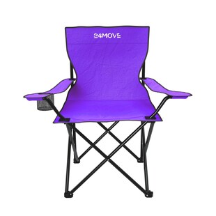 24MOVE® Faltstuhl lila Campingstuhl Anglerstuhl mit Getränkehalter - Anglersessel klappbar - Klappstuhl Gartenstuhl Faltstuhl Relaxsessel Campingsessel faltbar, Polyester, für draußen oder drinnen 