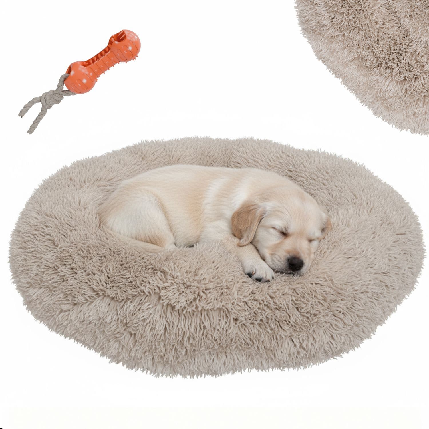 BENNO&reg; Hundebett BALU Donut 50x50x16 cm, waschbar, rutschfest, Polyester, Polypropylen-F&uuml;llung, inkl. Kauknochen 