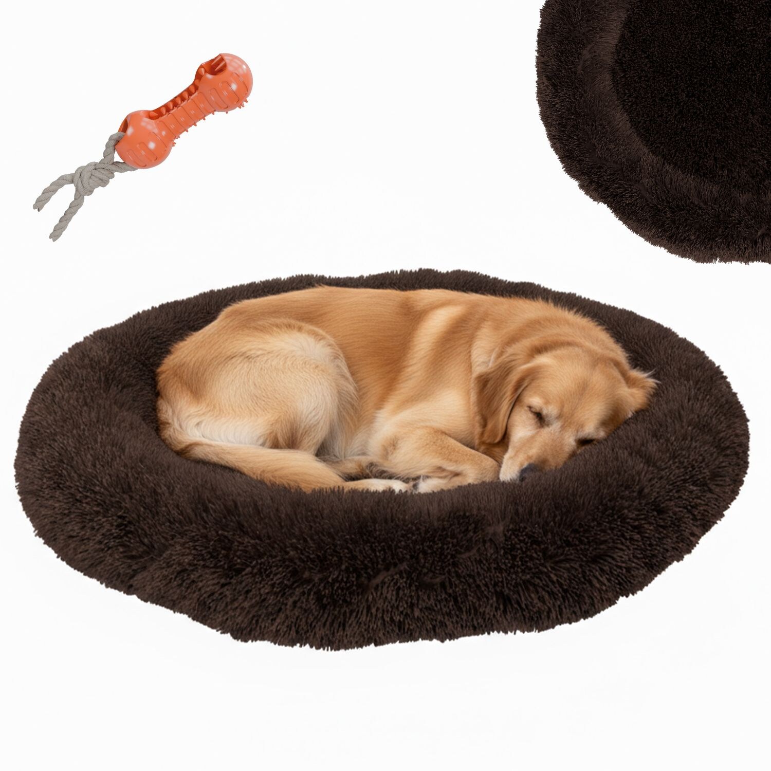 ® Hundebett BALU Donut 70x70x16 cm, waschbar, rutschfest, Polyester, Polypropylen-Füllung, inkl. Kauknochen