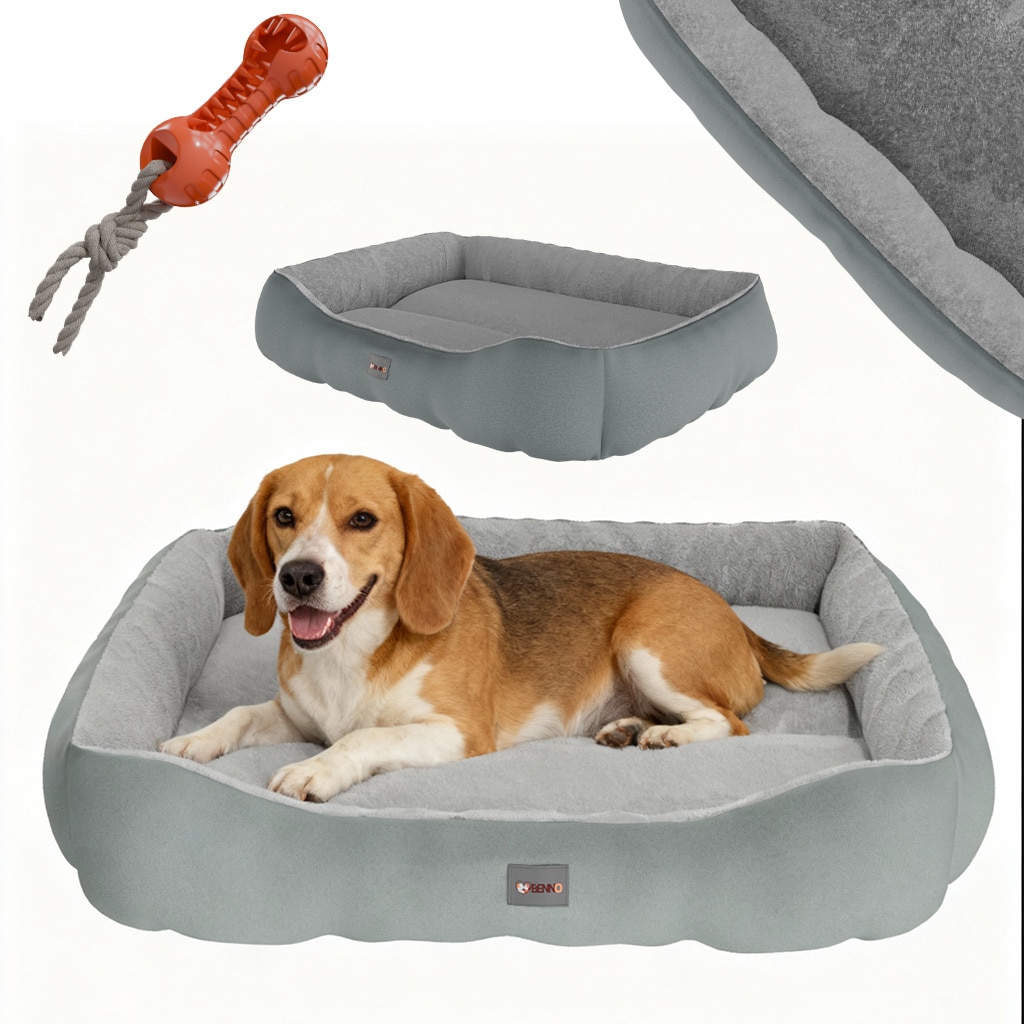 BENNO&reg; Hundebett SAMMY 80x65x17 cm, quadratisch, Polyester, rutschfest, inkl. Kauknochen 