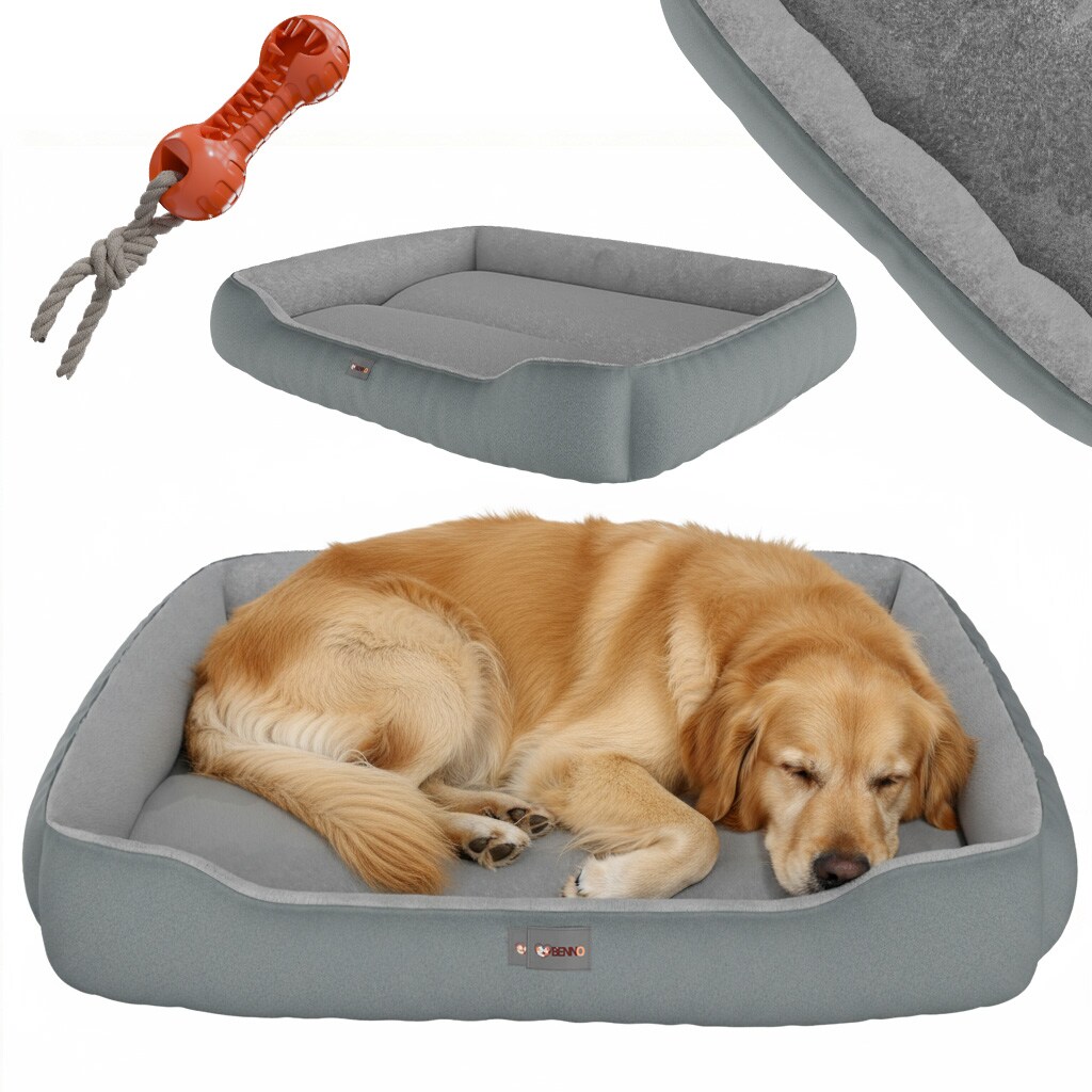 ® Hundebett SAMMY 95x75x18 cm, quadratisch, Polyester, maschinenwaschbar, rutschfest, inkl. Kauknochen