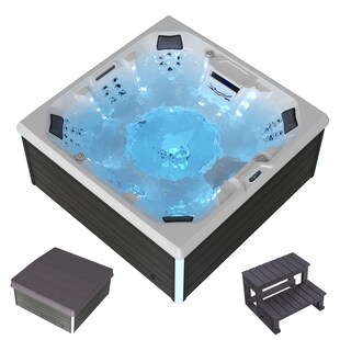 TroniTechnik® Outdoor Whirlpool Spa TORCELLO 210cm x 210cm mit Heizung, Hydromassage, Farblicht 