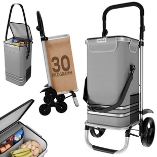 24MOVE® Einkaufstrolley VEHLO 3in1 Trolley faltbarer Einkaufswagen mit Kühlfach, grau 