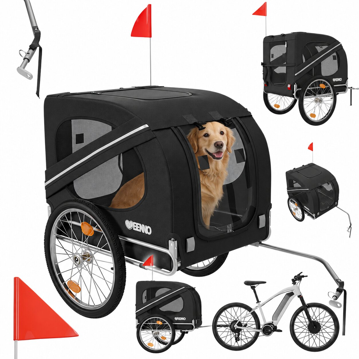 BENNO&reg; Hundefahrradanh&auml;nger LUNA Kleintierfahrradanh&auml;nger Buggy faltbar, schwarz 