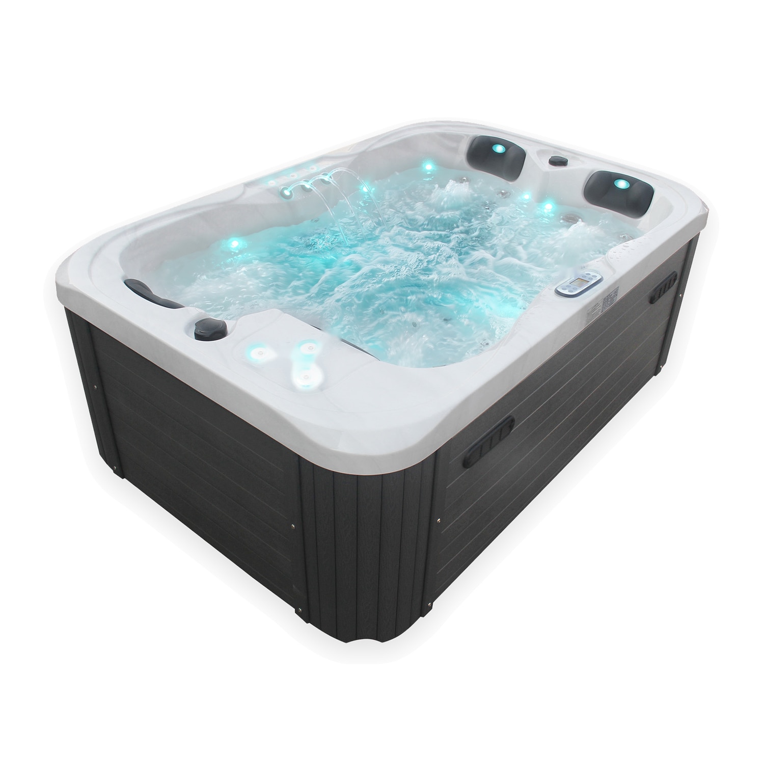 TroniTechnik&reg; Outdoor-Whirlpool TINO PRO, 29 Massaged&uuml;sen, 4-kW-Heizung, integriertes WiFi, doppelt isoliert, 195 x 127 cm 