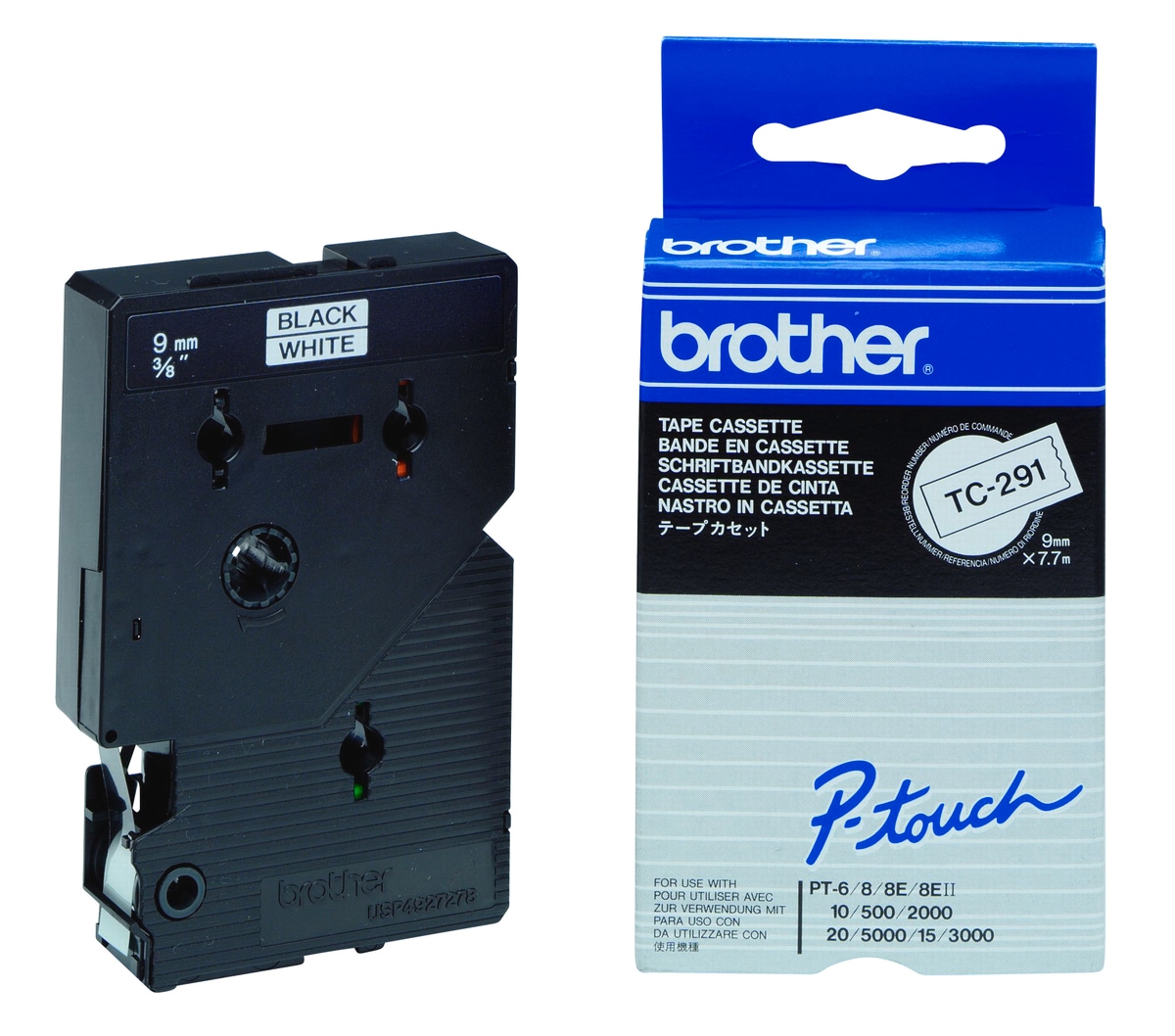 Schriftband TC-291 (lam.) Schwarz auf Wei&szlig; BxL 9mm x 7,7m 