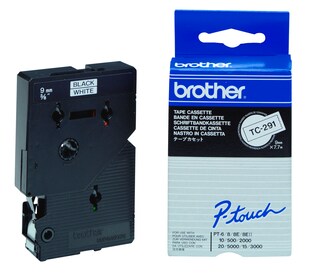 Schriftband TC-291 (lam.) Schwarz auf Weiß BxL 9mm x 7,7m 