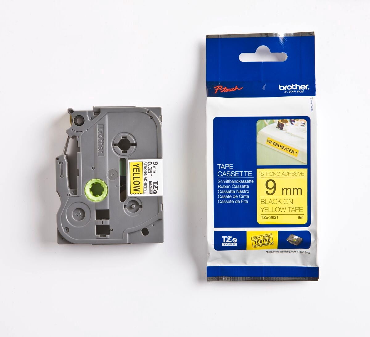 Schriftband TZe-S621 (lam.) Schwarz auf Gelb BxL 9mm x 8m 