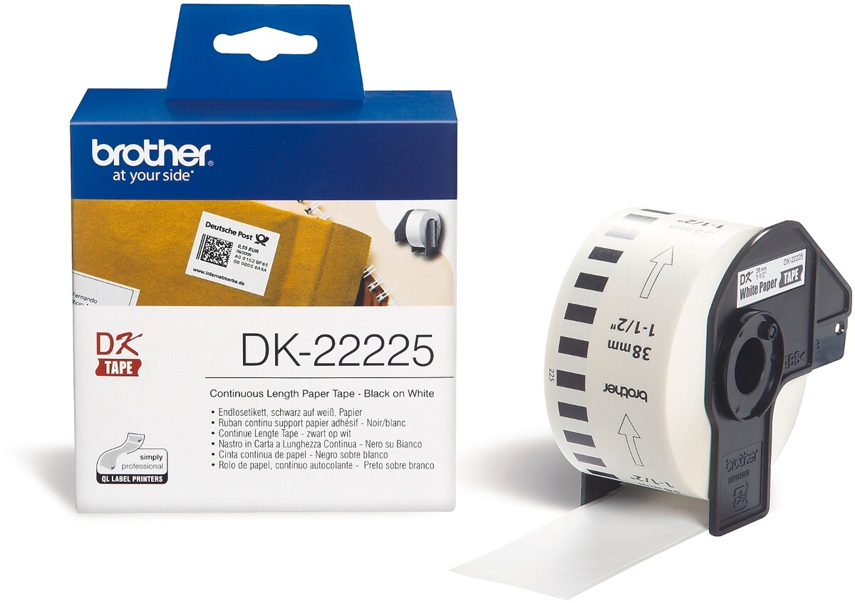 Brother Endlos-Etiketten DK-22225 wei&szlig;, 38mm x 30,48m 