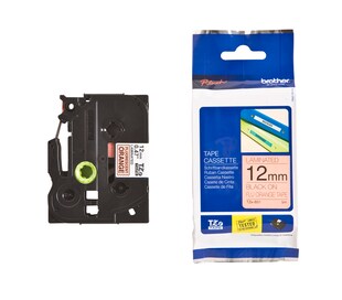 Schriftband TZe-B31 (lam.) Schwarz auf Signalorange 12mm x 5m 