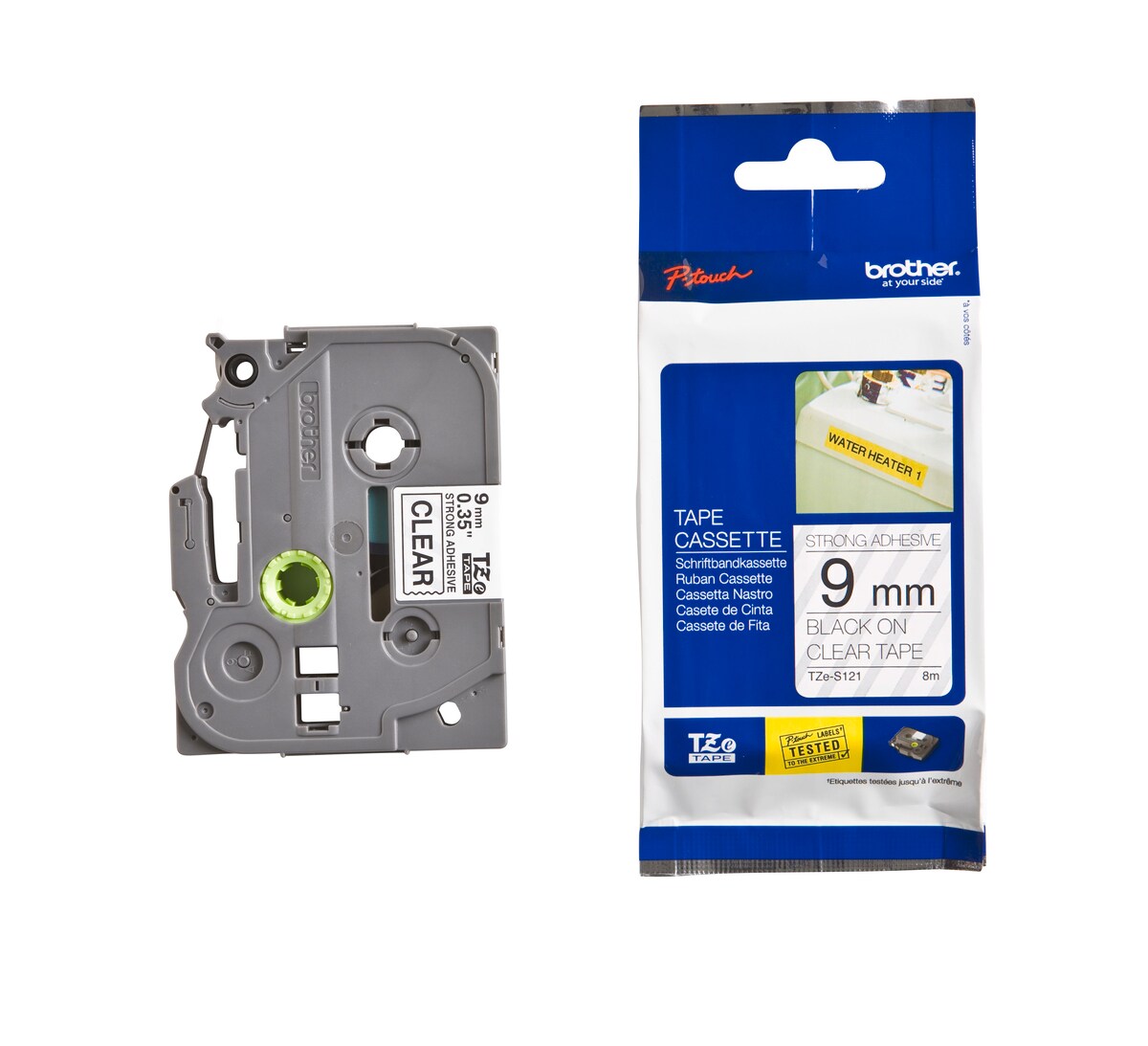 Schriftband TZe-S121 (extra st.) Schwarz auf transp. 9mm x 8m 