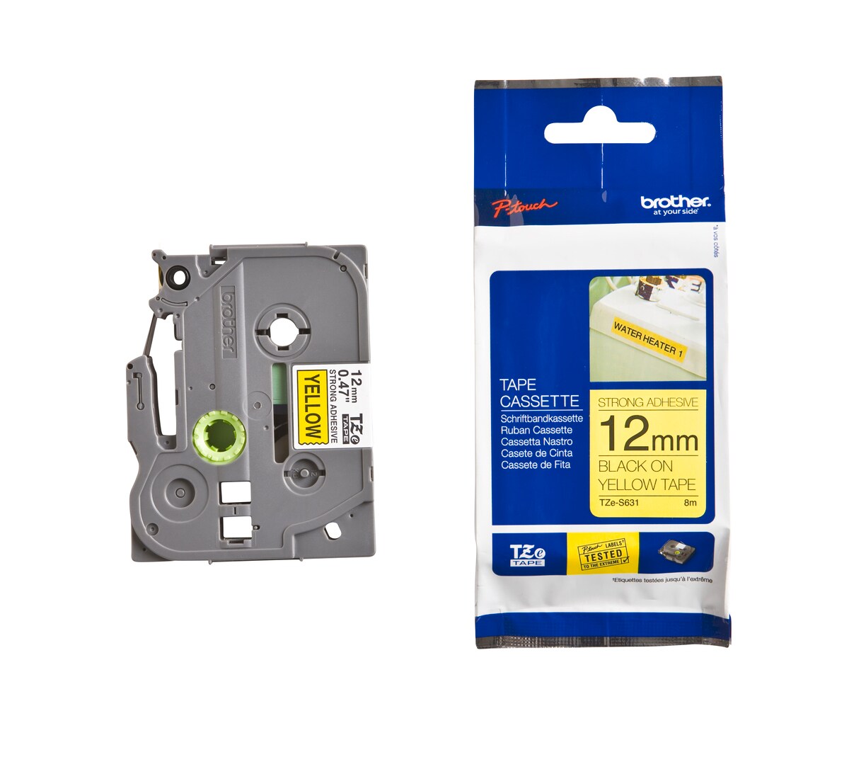 Schriftband TZe-S631 (extra st.) Schwarz auf Gelb 12mm x 8m 