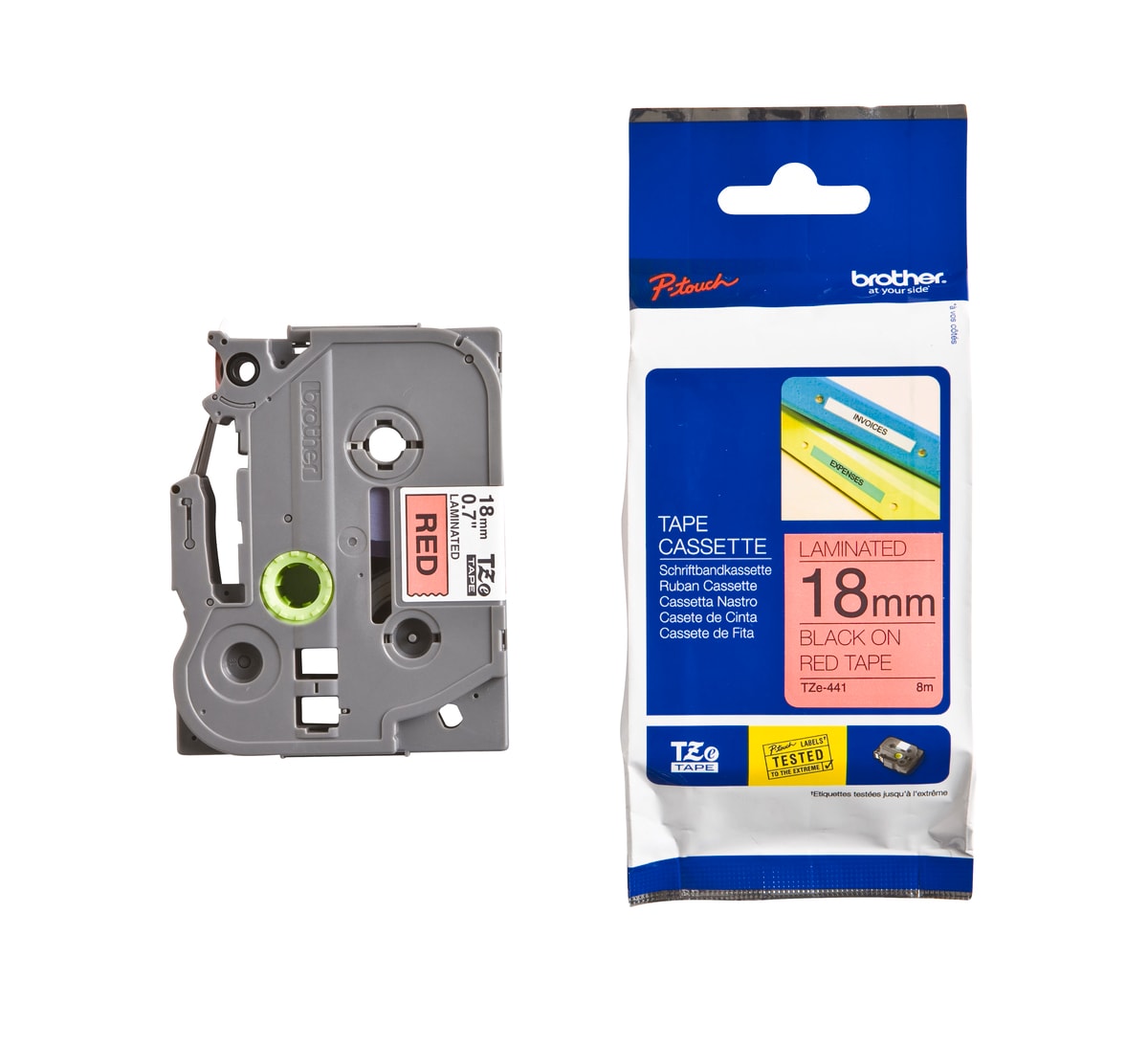Brother Schriftband TZe-441 (lam.) Schwarz auf Rot 18mm x 8m 