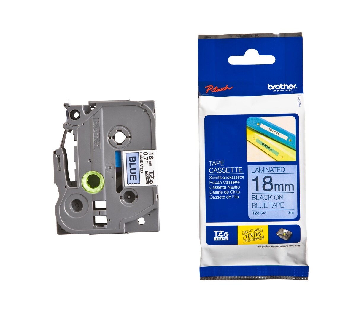 Brother Schriftband TZe-541 (lam.) Schwarz auf Blau 18mm x 8m 