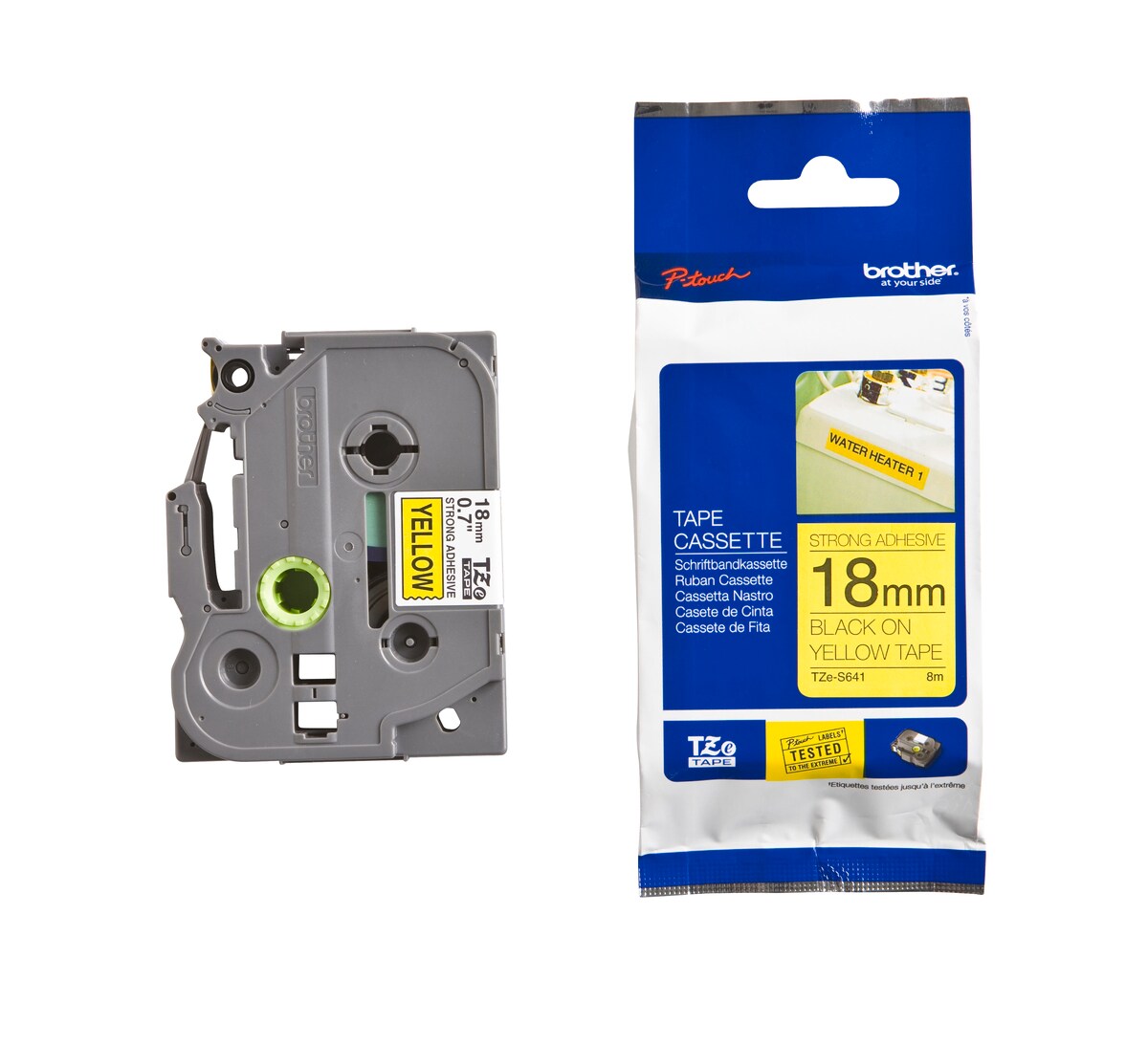 Schriftband TZe-S641 (extra st.) Schwarz auf Gelb 18mm x 8m 