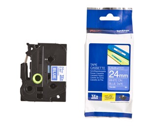 Brother Schriftband TZe-555 (lam.) Weiß auf Blau 24mm x 8m 