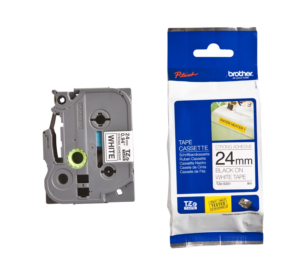 Schriftband TZe-S251 (extra st.) Schwarz auf Wei&szlig; 24mm x 8m 