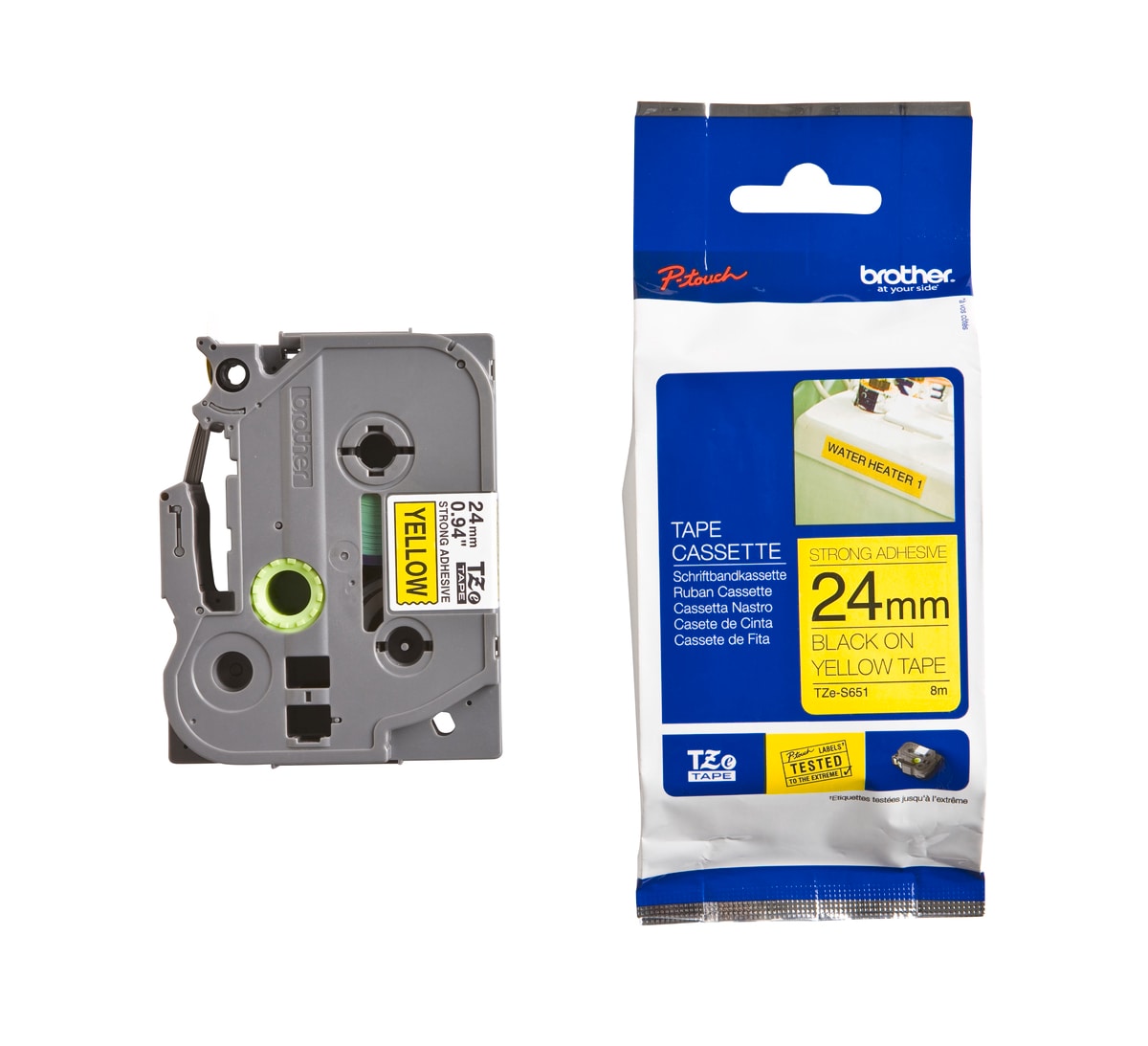 Schriftband TZe-S651 (extra st.) Schwarz auf Gelb 24mm x 8m 