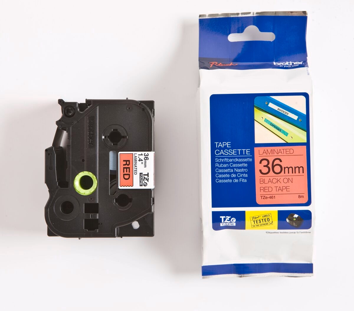 Brother Schriftband TZe-461 (lam.) Schwarz auf Rot 36mm x 8m 