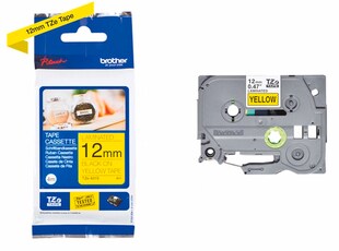 Schriftband TZe-631S (lam.) Schwarz auf Gelb 12mm x 4m 