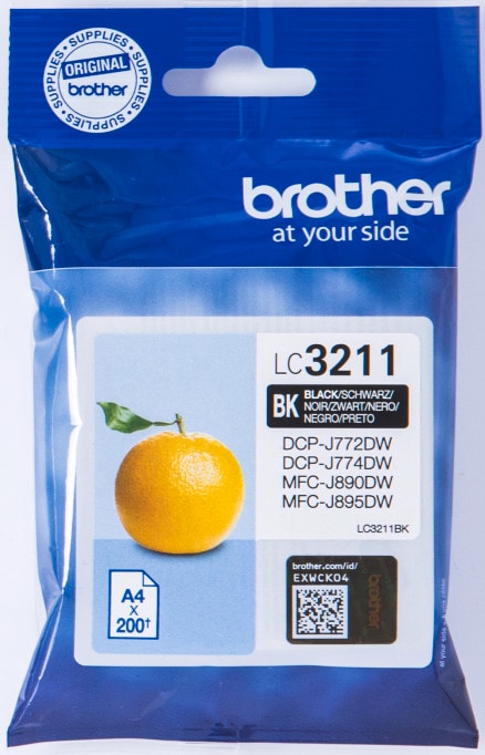 Brother Tintenpatrone LC-3211BK Schwarz (ca. 200 Seiten) 