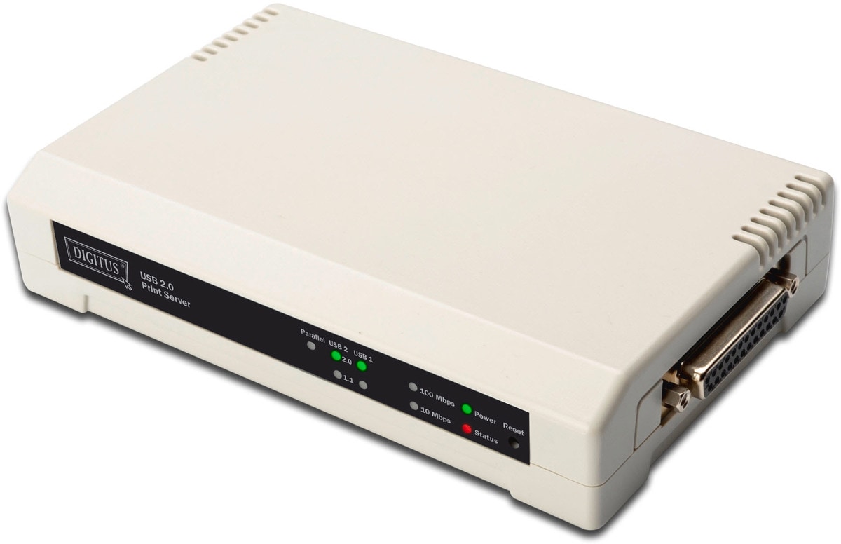 DIGITUS 2+1 Port Printserver RJ45, USB A, DB-36 Centronics 