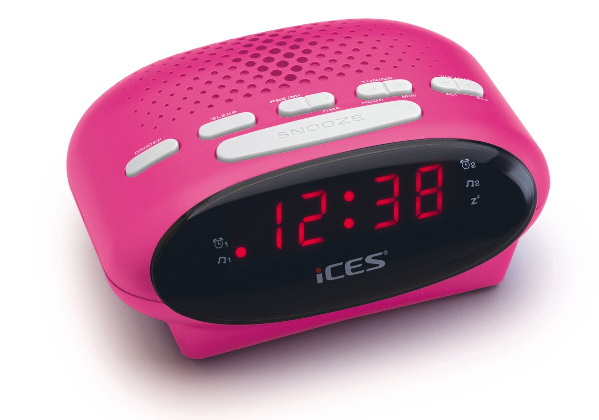 LENCO ICR-210 FM-Uhrenradio & Radiowecker, pink 