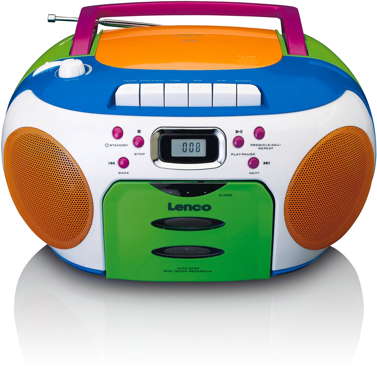 LENCO SCD-971 CD/Kassetten-Player f&uuml;r Kinder, bunt 