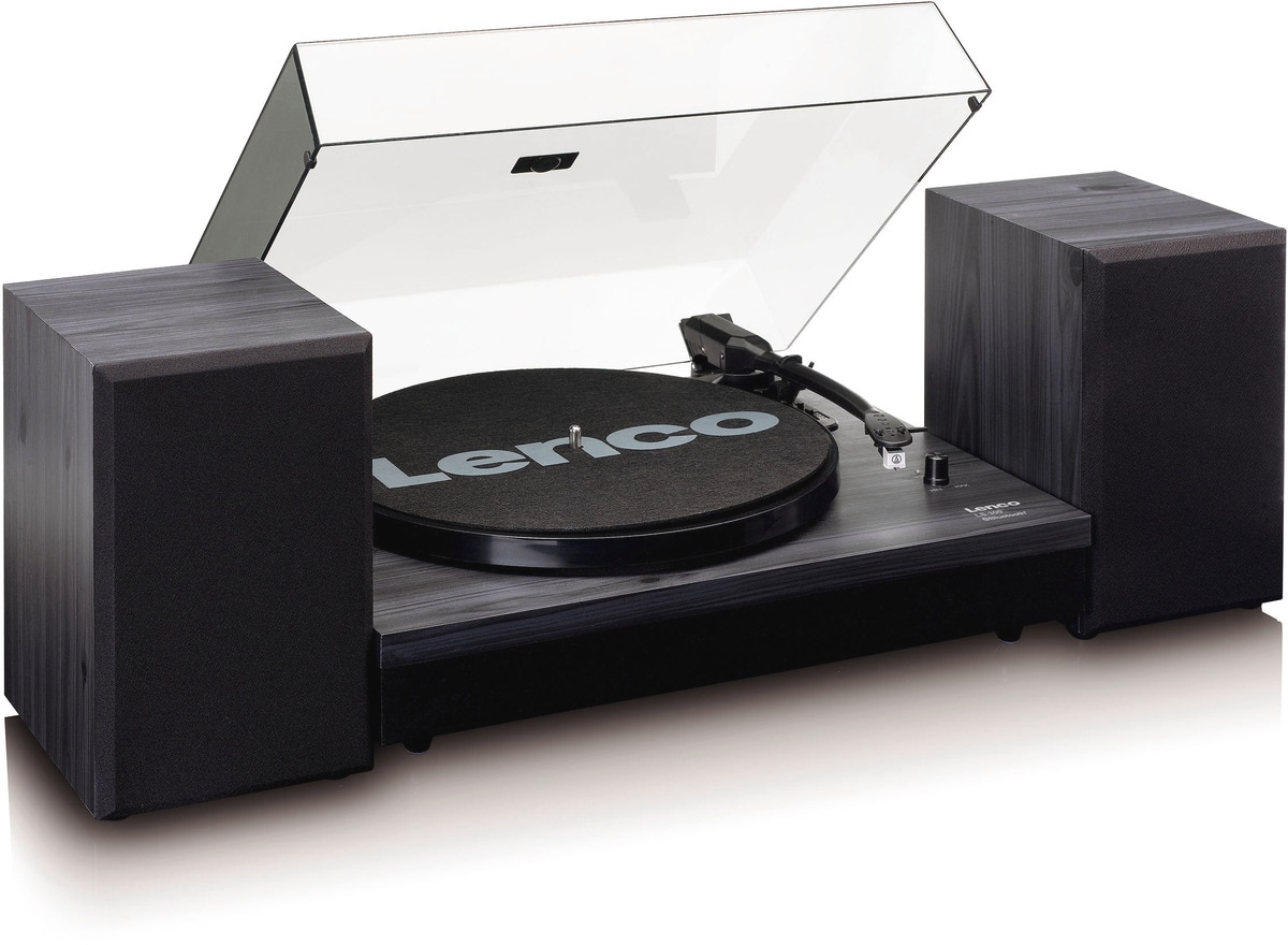 LENCO LS-300BK Plattenspieler mit ext. Lautsprechern, schwarz 