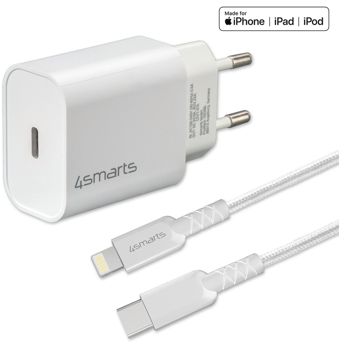 4smarts Schnelllade-Set 20W mit 1,5m Lightning Kabel f. iPhone 