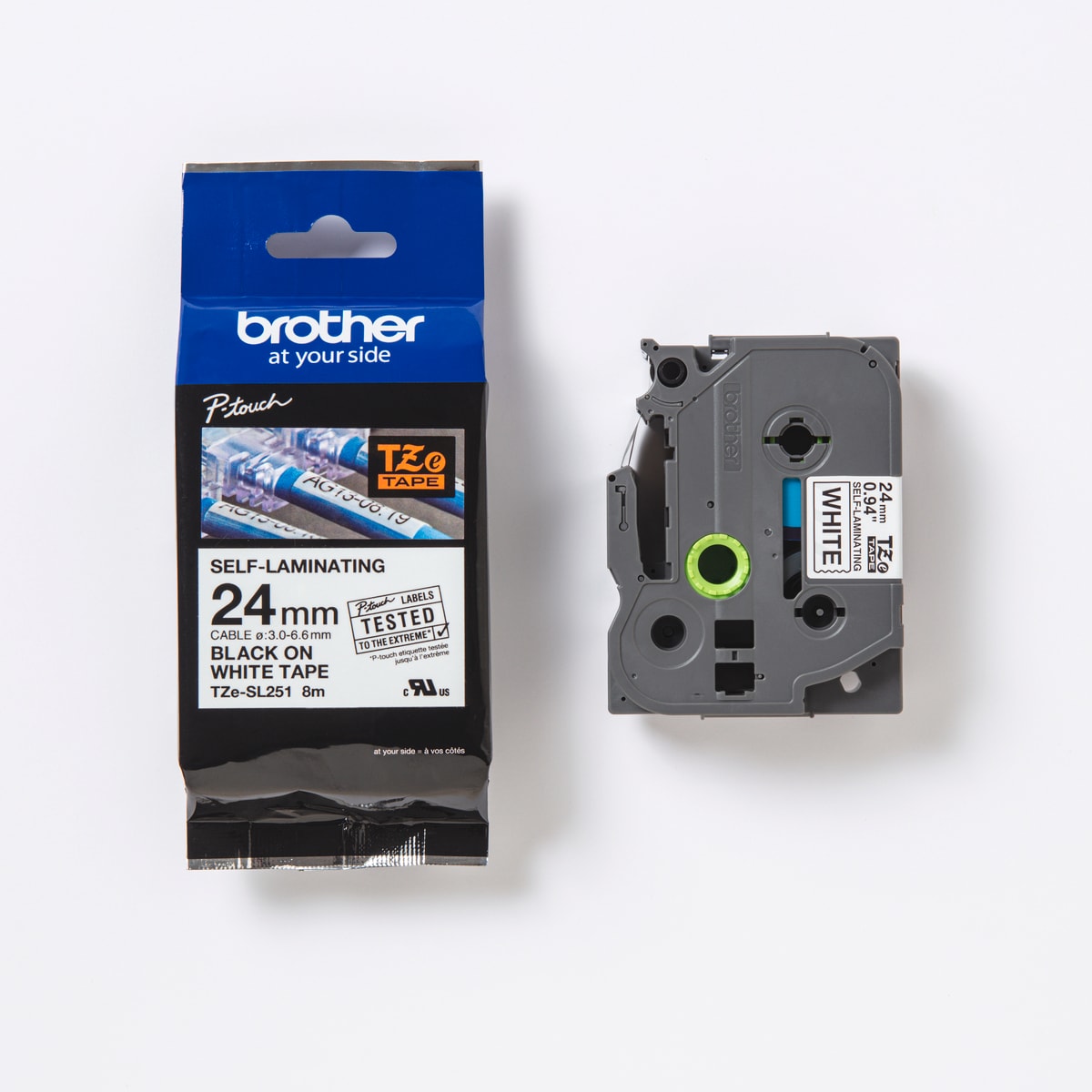 Brother TZe-SL251 wei&szlig;/schwarz, 24 mm, selbstlaminierend, 8 m 