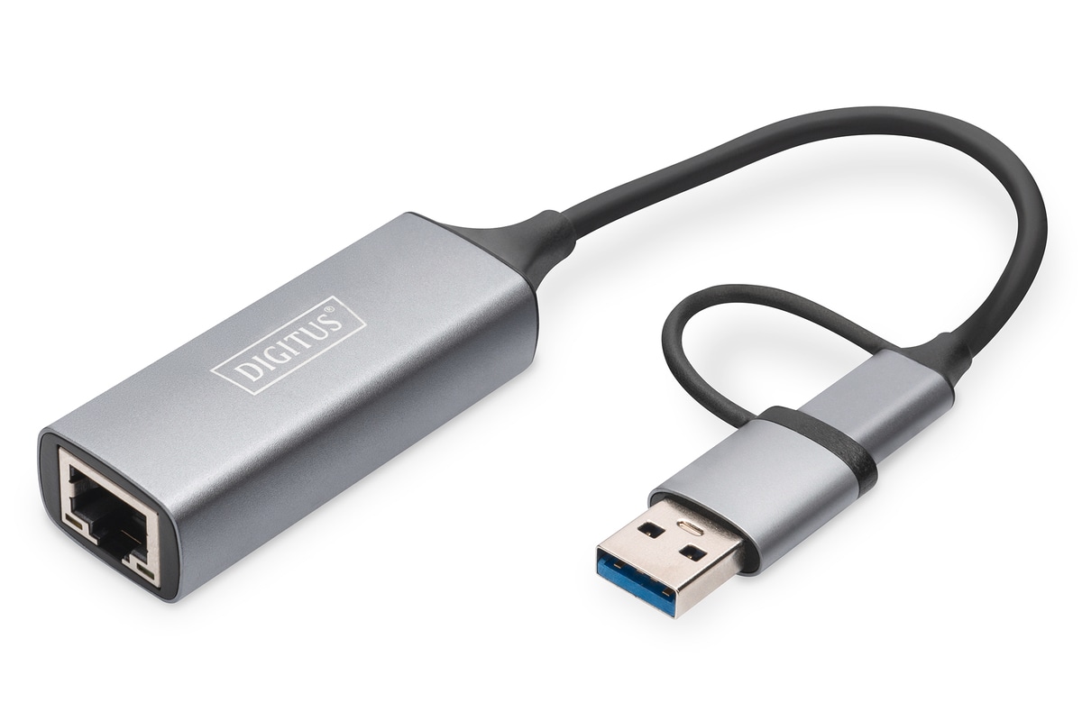Digitus USB-C&trade; Gigabit Ethernet Adapter 2.5G, USB-C&trade; + USB A 