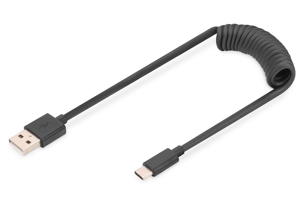 DIGITUS USB 2.0 - USB - A auf USB - C Spiralkabel 