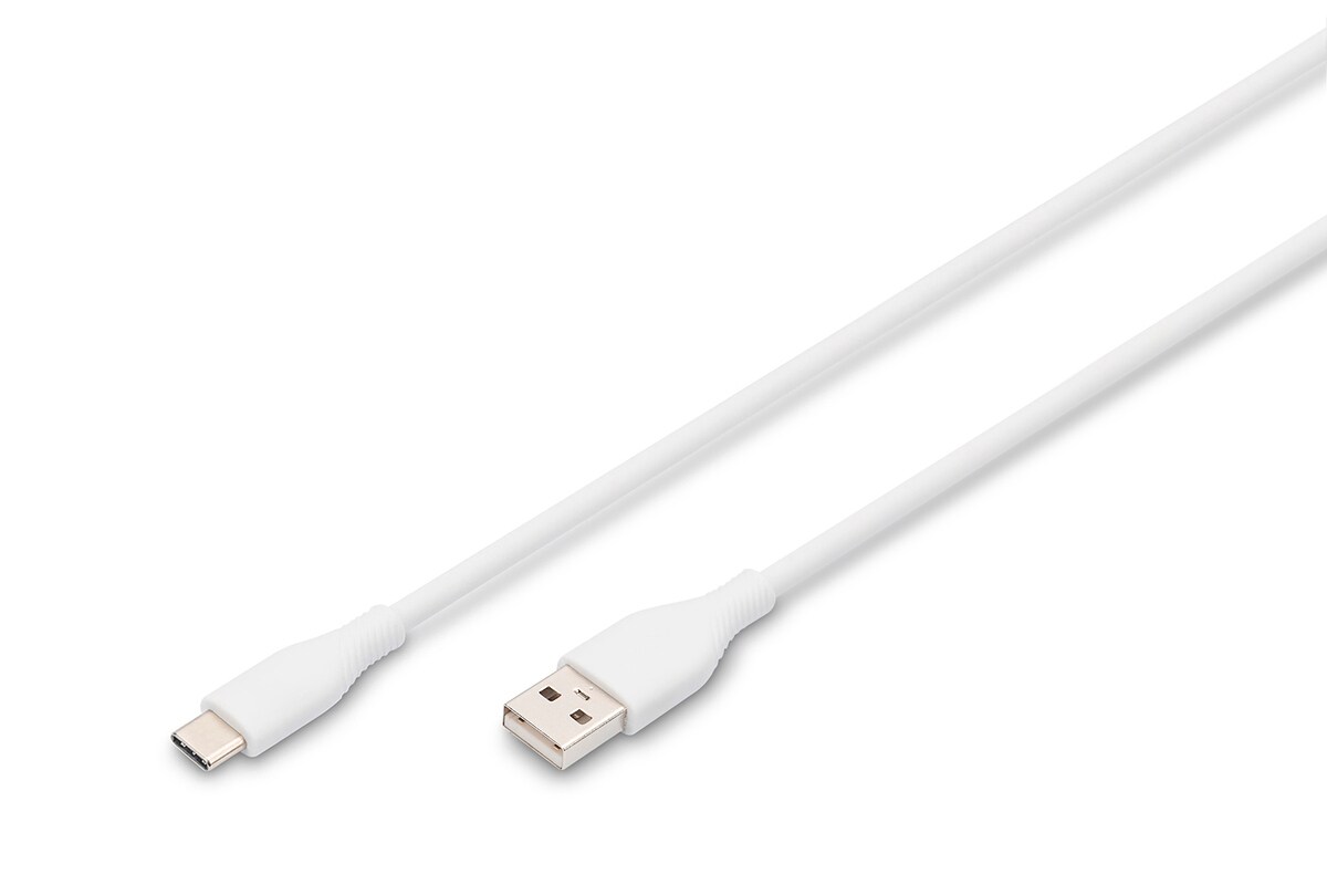 DIGITUS USB-C Silikon Anschlusskabel, 1m, wei&szlig; 