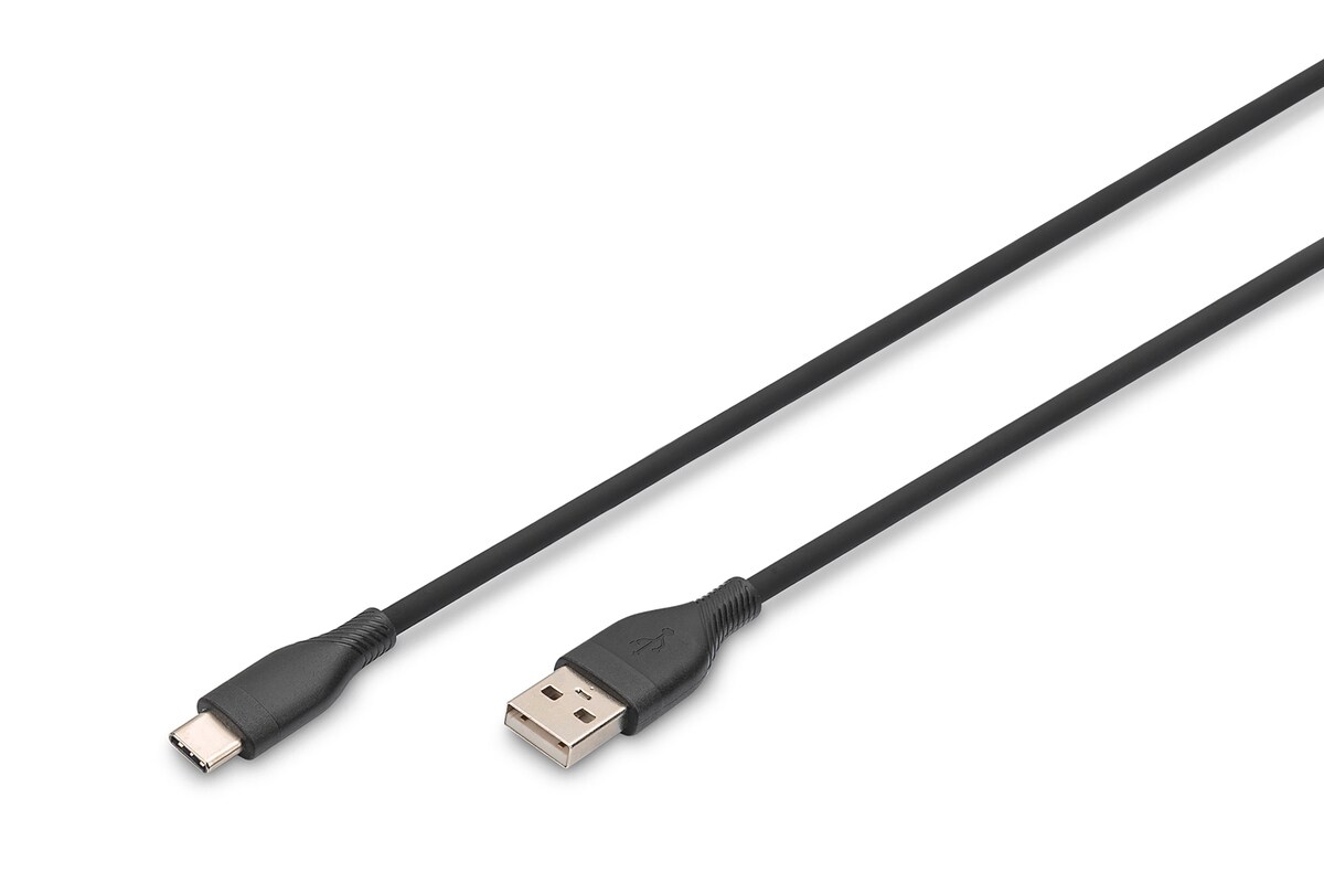 DIGITUS USB-C Silikon Anschlusskabel, 1m, schwarz 