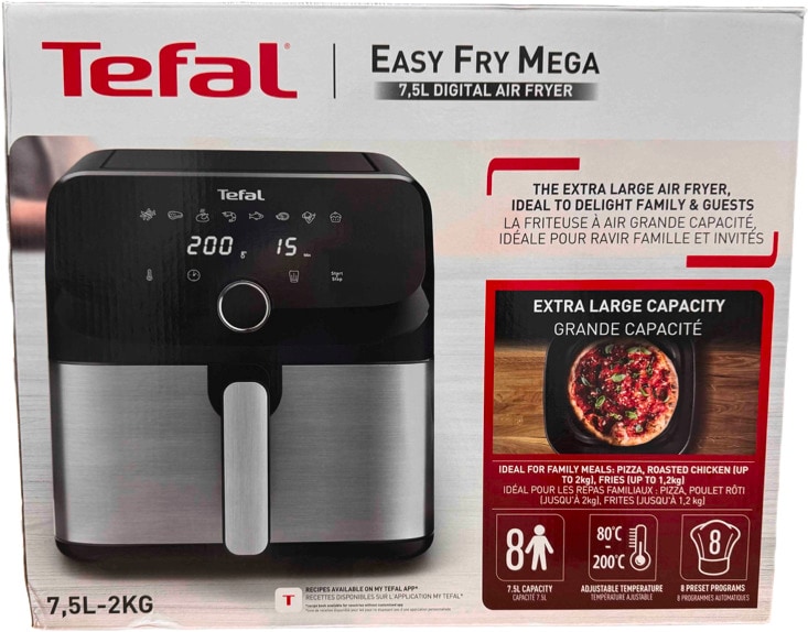 Tefal Easy Fry Mega Hei&szlig;luftfritteuse, 7,5l, EY855D 