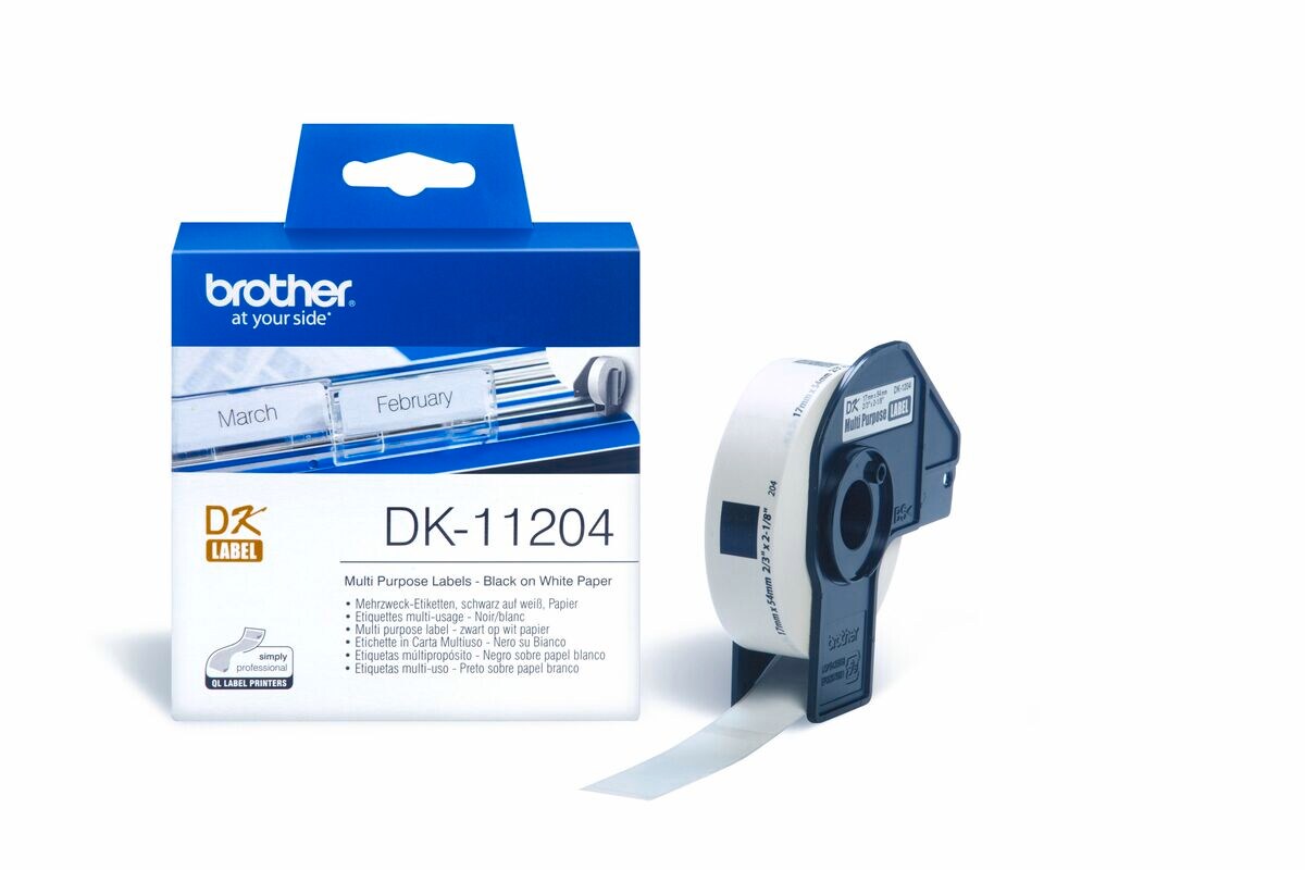 Brother Mehrzwecketiketten DK-11204 (400 St.) wei&szlig; 17 x 54 mm 