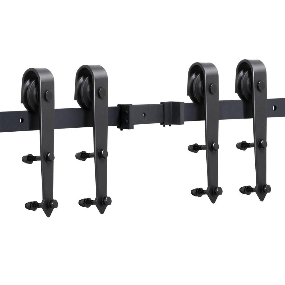 Yaheetech Schiebet&uuml;rsystem Laufschiene Schiebet&uuml;ren Komplettset Schiebet&uuml;rbeschlag 2 T&uuml;ren mit Abstandshalter Montage-Set 396 cm (13ft) 