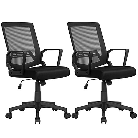 Yaheetech 2x Bürostühle Computerstuhl Drehstuhl Schreibtischstuhl Chefsessel höhenverstellbar mit Armlehne und Rollen 